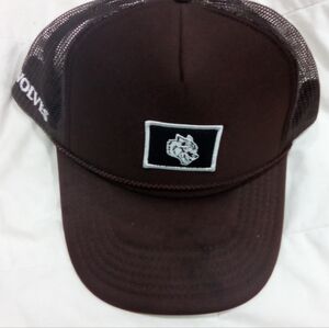 Brown Trucker Hat with Logo Wolf